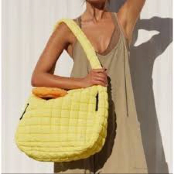 Free People Quilted Carryall Bag in Sour Lemon - Picture 1 of 14